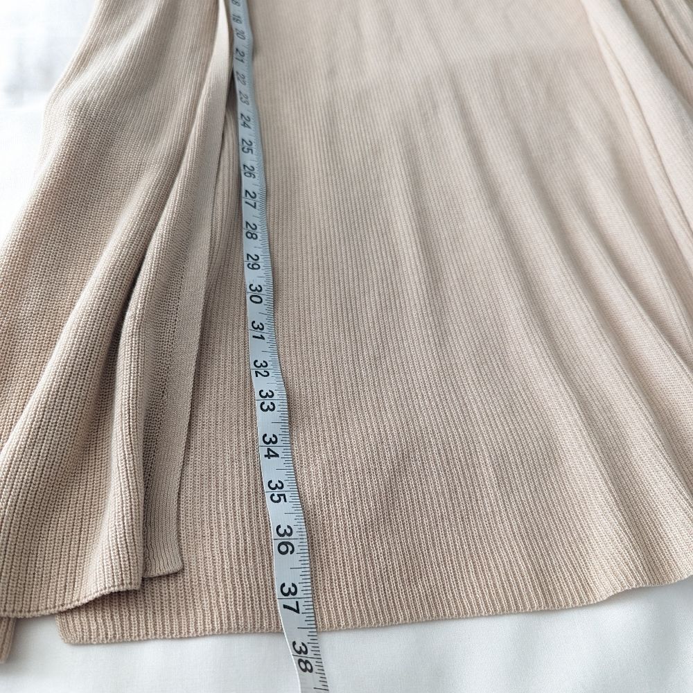 EILEEN FISHER Women's Ribbed Knit Tencel Open Long Cardigan Sweater Tan S - Picture 9 of 10
